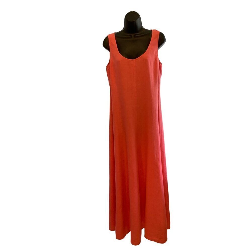 Farhi  NWT womens Linen dress sleeveless  maxi med  coral pink